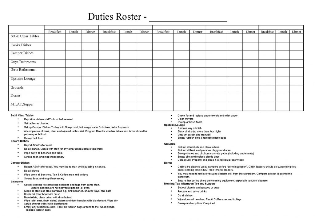 duty roster pdf